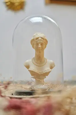 a bust of a woman in a glass case at Résidence Mademoiselle Joséphine in Ajaccio