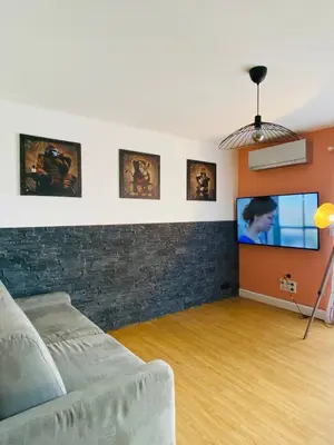 a living room with a couch and a flat screen tv at Lisandrina in Ajaccio