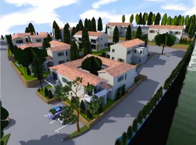 a rendering of a villa with aiterraneaniterraneaniterraneaniterraneaniterranean house at Résidence Arborea C3 Corte in Corte