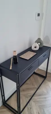 a black desk with a keyboard on top of it at Palazzu B reservation 3 nuits minimum in Ajaccio