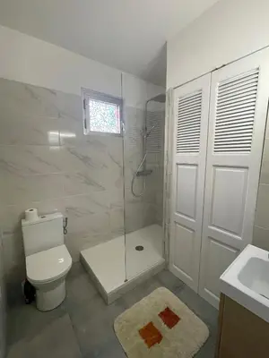 a bathroom with a shower and a toilet and a sink at T1 Centre ville Carré d'or proche plage in Ajaccio