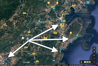 a map of the united states with white arrows at Appartements avec jardin entre Porto-Vecchio et Figari - Casa Mattiste in Sotta