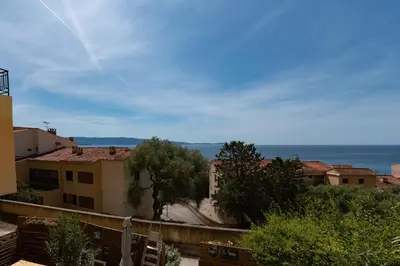 a view of the ocean from our apartment at Les crêtes , magnifique T2 4 pers Route des Sanguinaires in Ajaccio