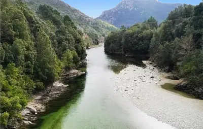 arial view of a river in a valley with trees at 1 Bedroom Amazing Apartment In Ghisoni in Ghisoni