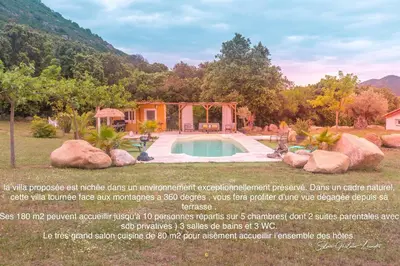 a flyer for a home with a swimming pool at Grande villa de standing avec piscine à Sagone en Corse in Sagone