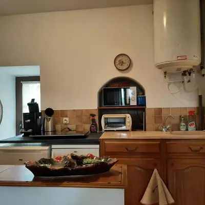 a kitchen with a bowl of food on a counter at Appartement 3 pièces 80 m2 Quenza in Quenza