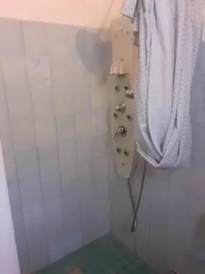 a bathroom with a shower with a sink at Petite maison in Lecci