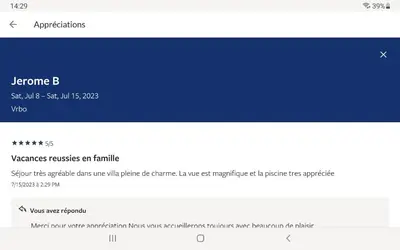 a page of a website with a blue screen at Villa ANCHORAGE vue mer panoramique Roof top Piscine a debordement in Porto-Vecchio