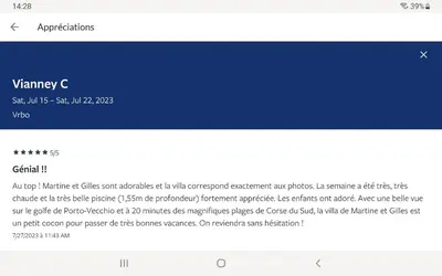 a screenshot of a website with a blue screen at Villa ANCHORAGE vue mer panoramique Roof top Piscine a debordement in Porto-Vecchio