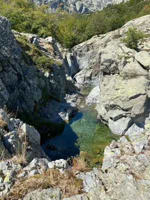a pool of water in the middle of some rocks at Appart Cala Rossa - Porto-Vecchio - Mer à pied in Lecci