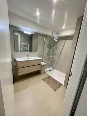 a bathroom with a sink and a shower at Casa Di Lucianu in Casaglione