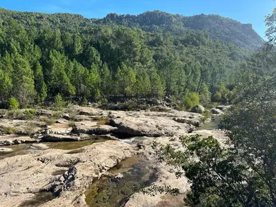 a view of a river with rocks and trees at T4 neuf Porto Vecchio Calarossa in Lecci