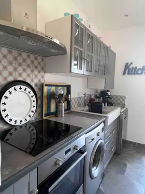 a kitchen with a sink and a stove top oven at Corse entre mer et montagne in Lavatoggio