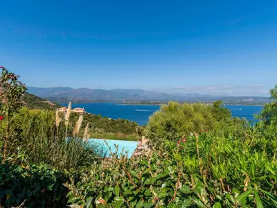 a view of the water from the hillside at Holiday Home Verde by Interhome in Porto-Vecchio