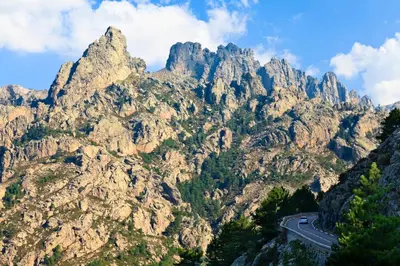 a mountain view of a road in the mountains at Casa Julia in Zonza