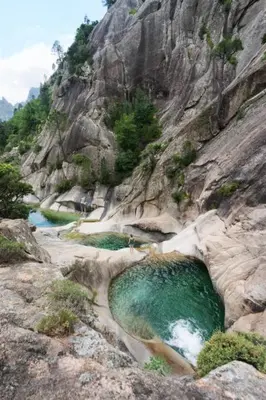 a rocky mountain with two pools of water on it at studio mezzanine climatisé 40 M2 bord de mer in Lecci