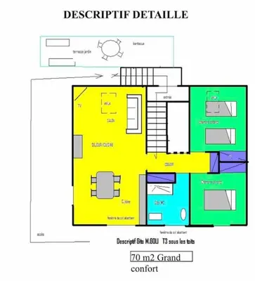 a drawing of a floor plan of a house at Appartement au cœur d’un village in Foce