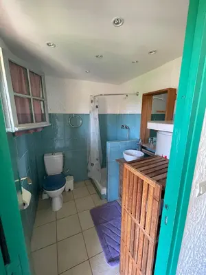 a bathroom with a toilet and a sink and a shower at RESIDENCE LA PLAGE Pieds dans l'eau Belle Vue mer in Linguizzetta
