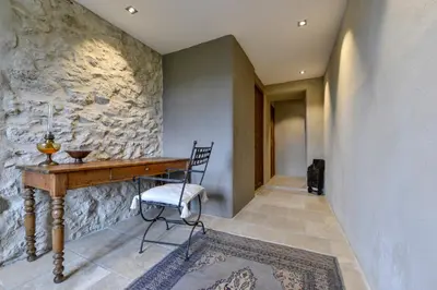 a room with a wooden desk and a chair at casa teppe rosse in Aléria