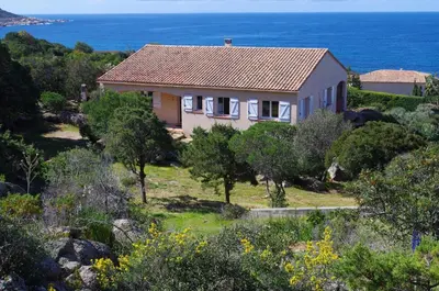 a house with a view of the ocean at villa marina in Sartène