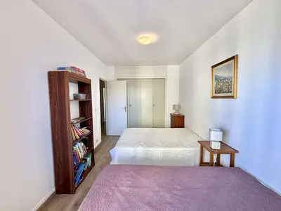 a bedroom with a bed and a book shelf at Appartement L'Aiglon 1 centre-ville Ajaccio in Ajaccio