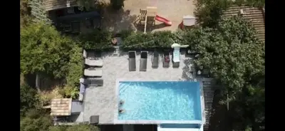 an overhead view of a swimming pool in a house at Casa maria in Porto-Vecchio