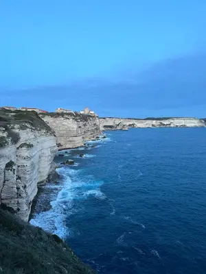 a view of the ocean from a cliff at Appartement Orenaggio in Bonifacio