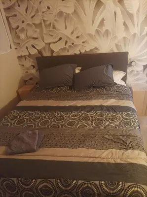 a bed with two pillows on top of it at casasantellix in Prunelli-di-Fiumorbo