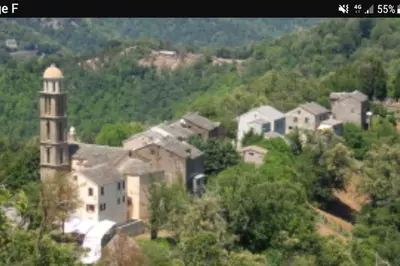 a large building in the middle of a forest at Maison de charme Orezza Haute-Corse Castagniccia in Carpineto