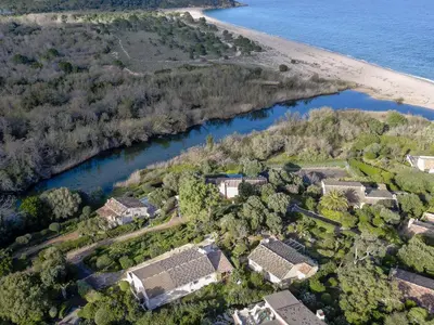 an aerial view of a home next to a beach at Holiday Home Samba by Interhome in Sainte-Lucie de Porto-Vecchio