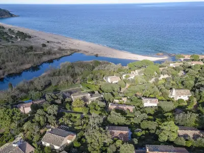 an aerial view of a house next to a beach at Holiday Home Samba by Interhome in Sainte-Lucie de Porto-Vecchio