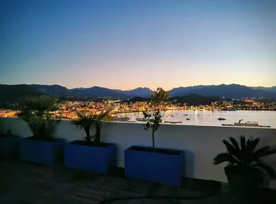 a group of potted plants sitting on top of a building at Penthouse panoramique avec Jacuzzi in Ajaccio