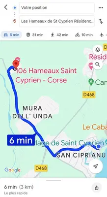 a map of the route of a train at Appartement 2 pièces dans une résidence hôtelière Les Hameaux de Saint-Cyprien in Lecci