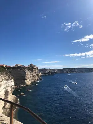 a view of a body of water with a cliff at Appart. en Corse t3 bord de mer et piscine. N 143 in Linguizzetta