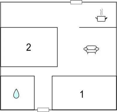 an image of a diagram of a kitchen with two counters at Awesome Home In Prunete With Wifi in Prunete