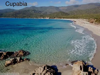an aerial view of a beach with rocks and the ocean at Villa Piazzola in Petreto-Bicchisano