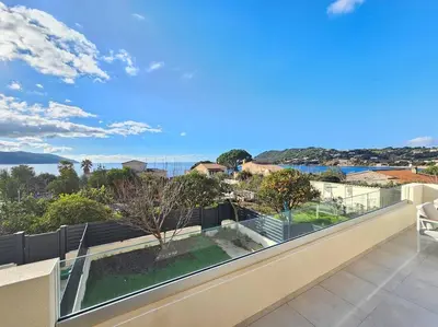 a balcony with a view of the water at Nouveau Superbe appartement - Rsd Calypso Tiuccia in Casaglione
