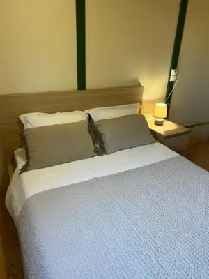 a bedroom with a large bed with two pillows at Lavallee4 in Belvédère