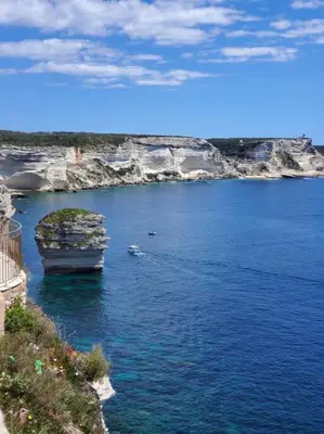 a boat in a large body of water at Superbe T2 neuf 42m² Cala Rossa (proche mer) in Lecci
