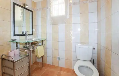 a bathroom with a toilet and a sink and a mirror at Stunning Home In Afa With Wifi in Afa