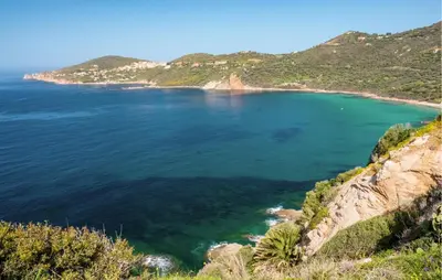a view of the ocean from a cliff at Beautiful Home In Sagone With Kitchen in Sagone