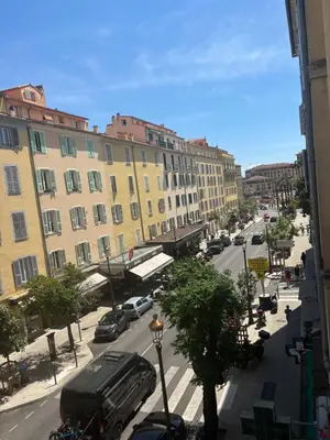a view of a city street with buildings and cars at Appartement Ajaccio hyper centre in Ajaccio