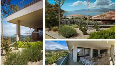 a collage of three pictures of a house at PORTICCIO Maison vue mer in Porticcio