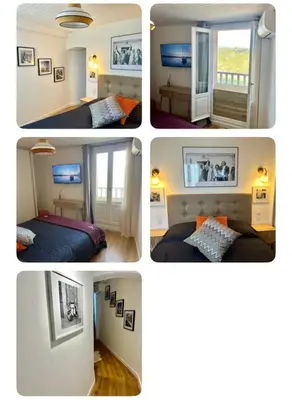 four pictures of a bedroom with a bed and a window at Joyau au cœur de la vieille ville de Bonifacio in Bonifacio