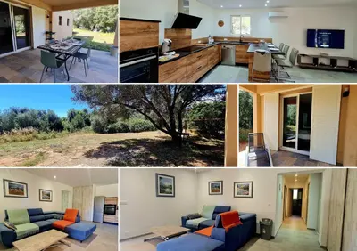 a collage of photos of a house at Havre de paix, 5 min de la mer in Zonza