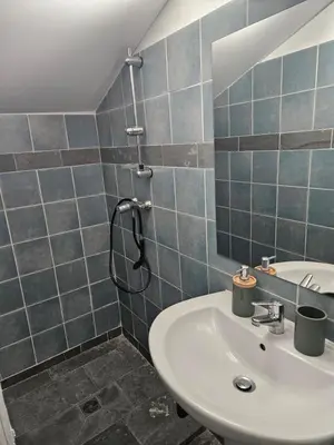 a bathroom with a sink and a shower at A Casa Di a Vita in Rapale