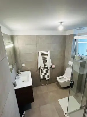 a bathroom with a sink and a toilet at Appartement T2 Corte in Corte