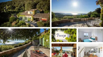 a collage of photos showing different houses at Villa Ficaja 10 pers JACUZZI vue MER PINARELLO in Zonza