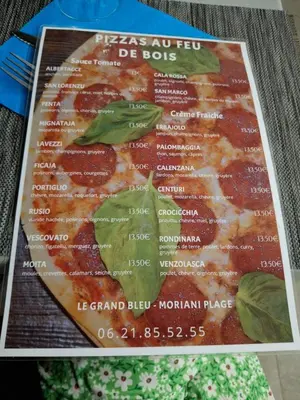 a menu for the food court at a restaurant at Les pieds dans l'eau in San-Nicolao