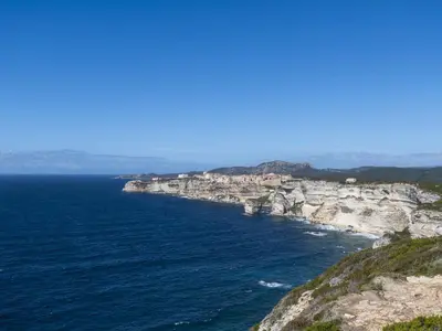 a view of the ocean and a rocky coast at Apartment Le Trois du Petit Sperone by Interhome in Bonifacio
